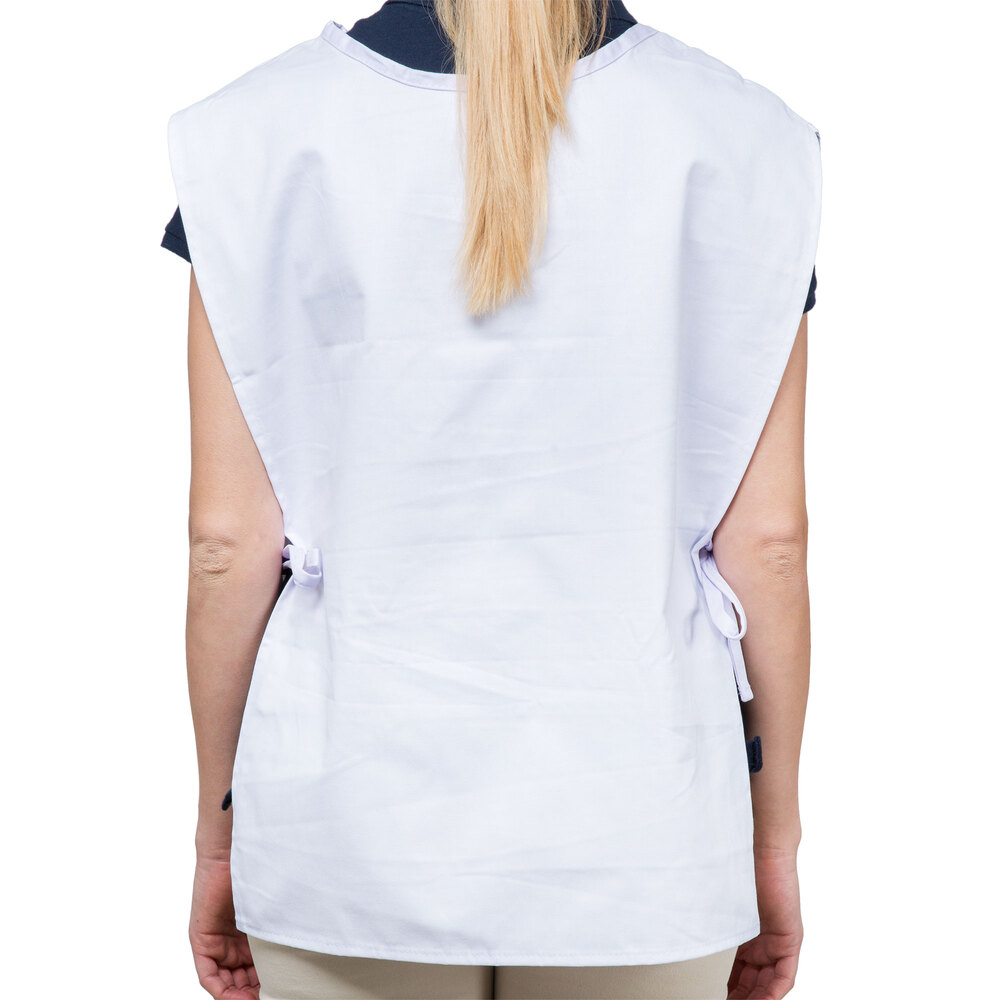 Choice 29" x 20" White PolyCotton Cobbler Apron with Two Pockets