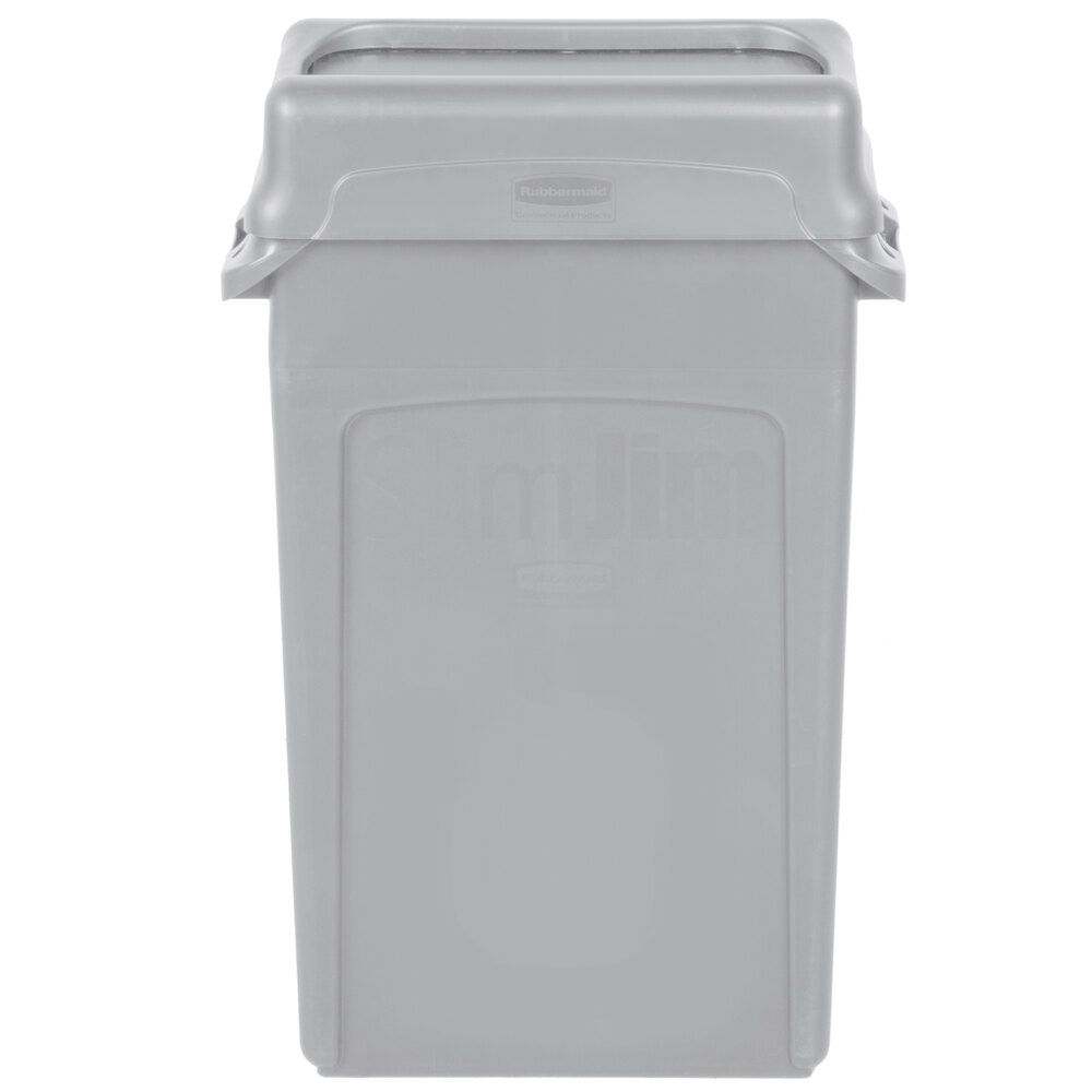 Rubbermaid Slim Jim 92 Qt. / 23 Gallon Gray Rectangular Trash Can with