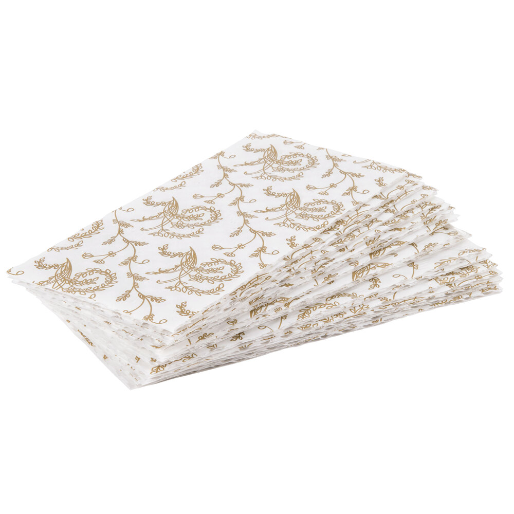 7" x 3 1/4" White 1 lb. 3Ply Glassine Candy Box Pad With Ivory Pattern