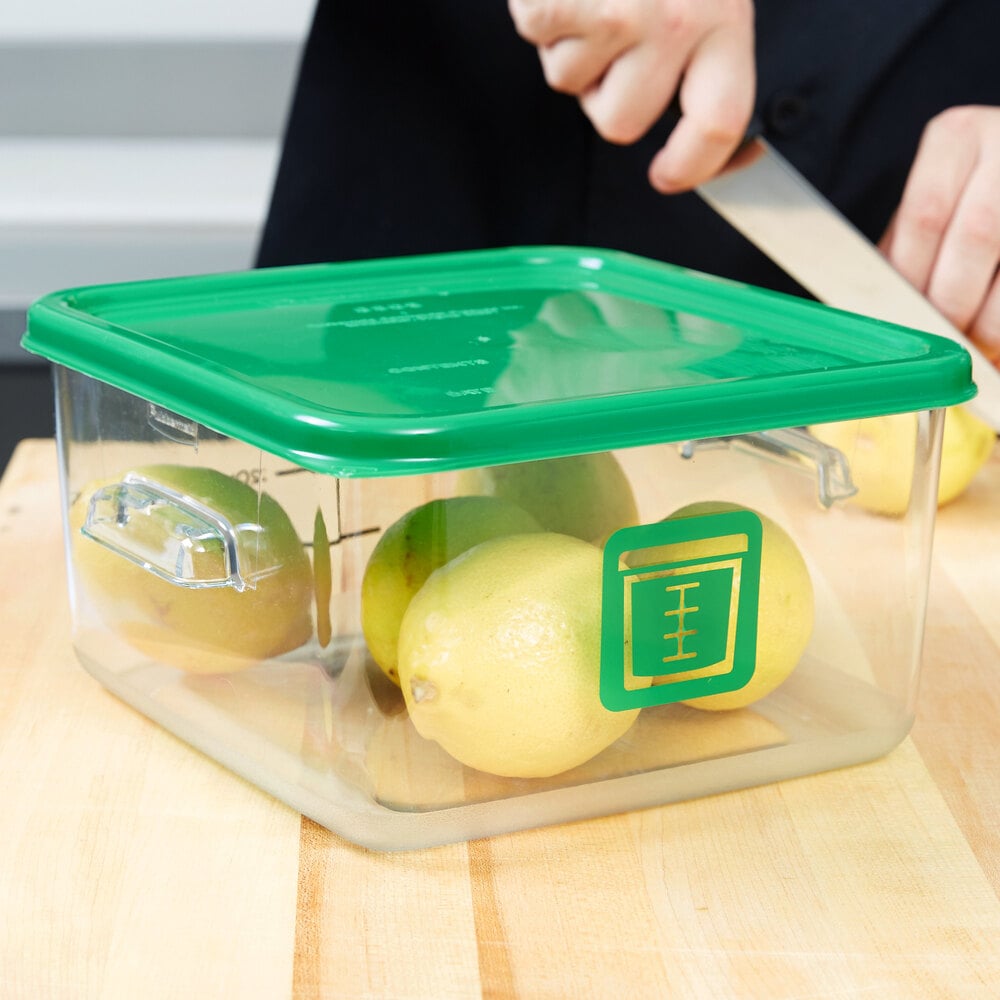 Rubbermaid 1980322 Color-Coded Clear 4 Qt. Square Food Storage ...