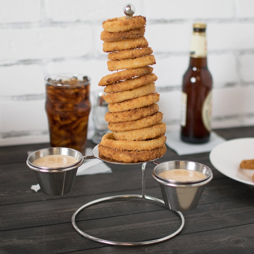 Clipper Mill by GET 481878 Stainless Steel 7" Onion Ring Tower with Two Ramekin Holders
