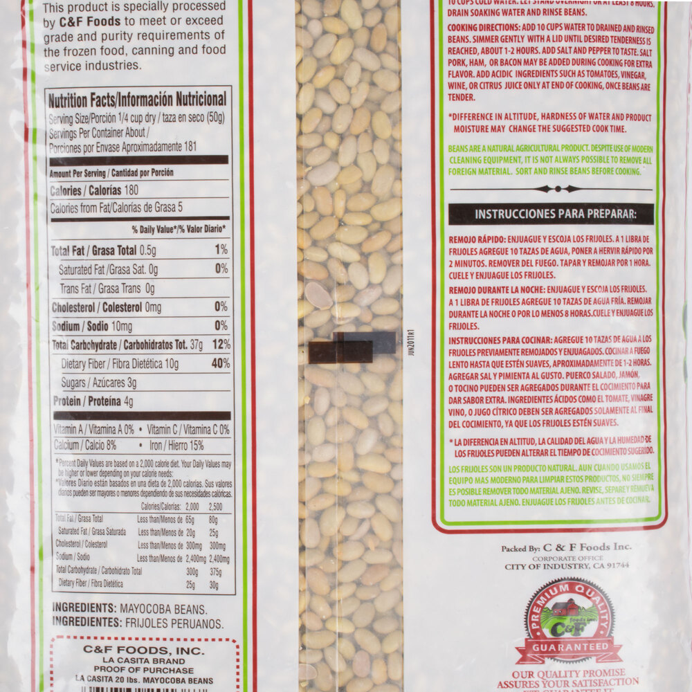 Dried Mayocoba Beans 20 lb.