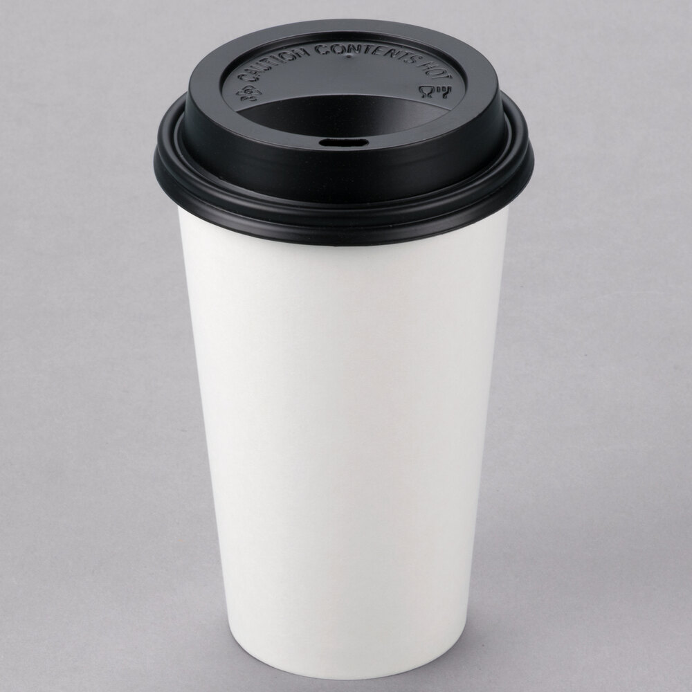 Choice 16 oz. White Poly Paper Hot Cup and Lid - 100/Pack