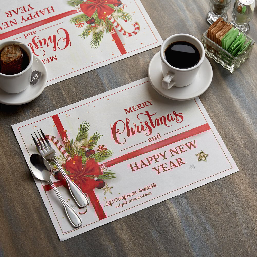 Hoffmaster 10" x 14" Paper Holiday Placemats 1000/Case