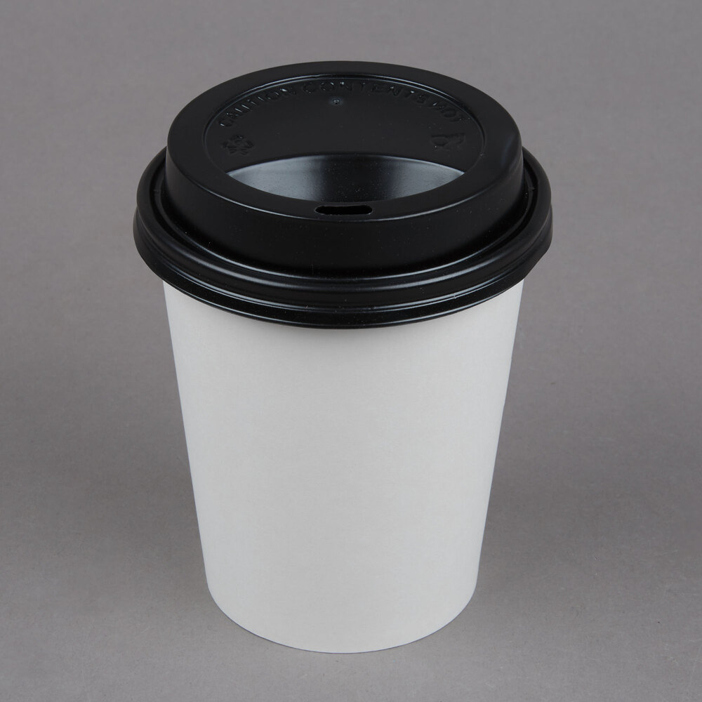 Choice 8 oz. White Poly Paper Hot Cup and Lid 100/Pack