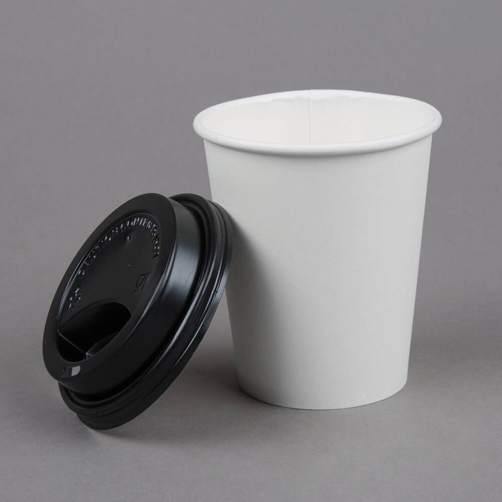 Choice 8 Oz White Poly Paper Hot Cup And Lid 100pack 3177