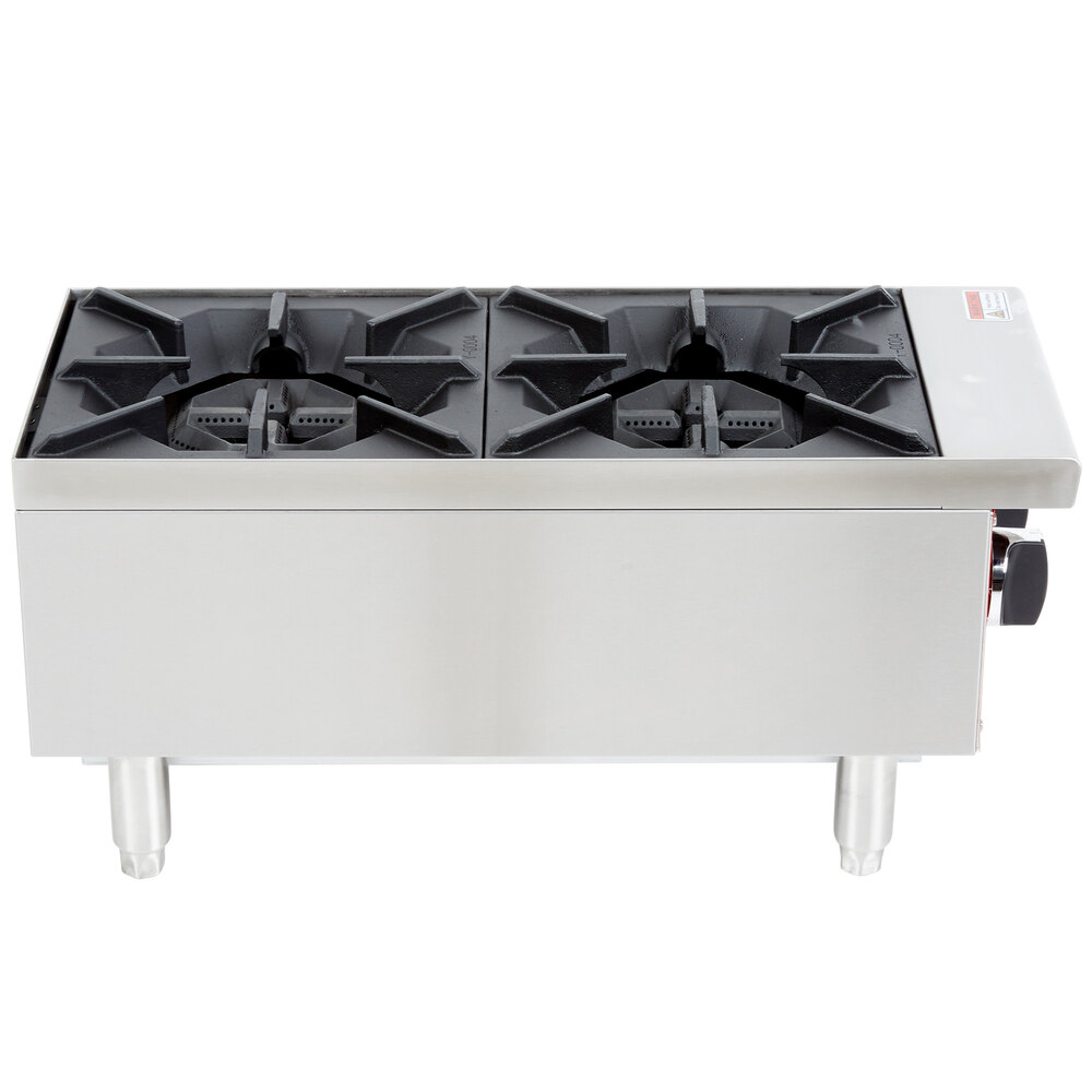 Avantco RA212 12" 2 Burner Gas Countertop Range 50,000 BTU