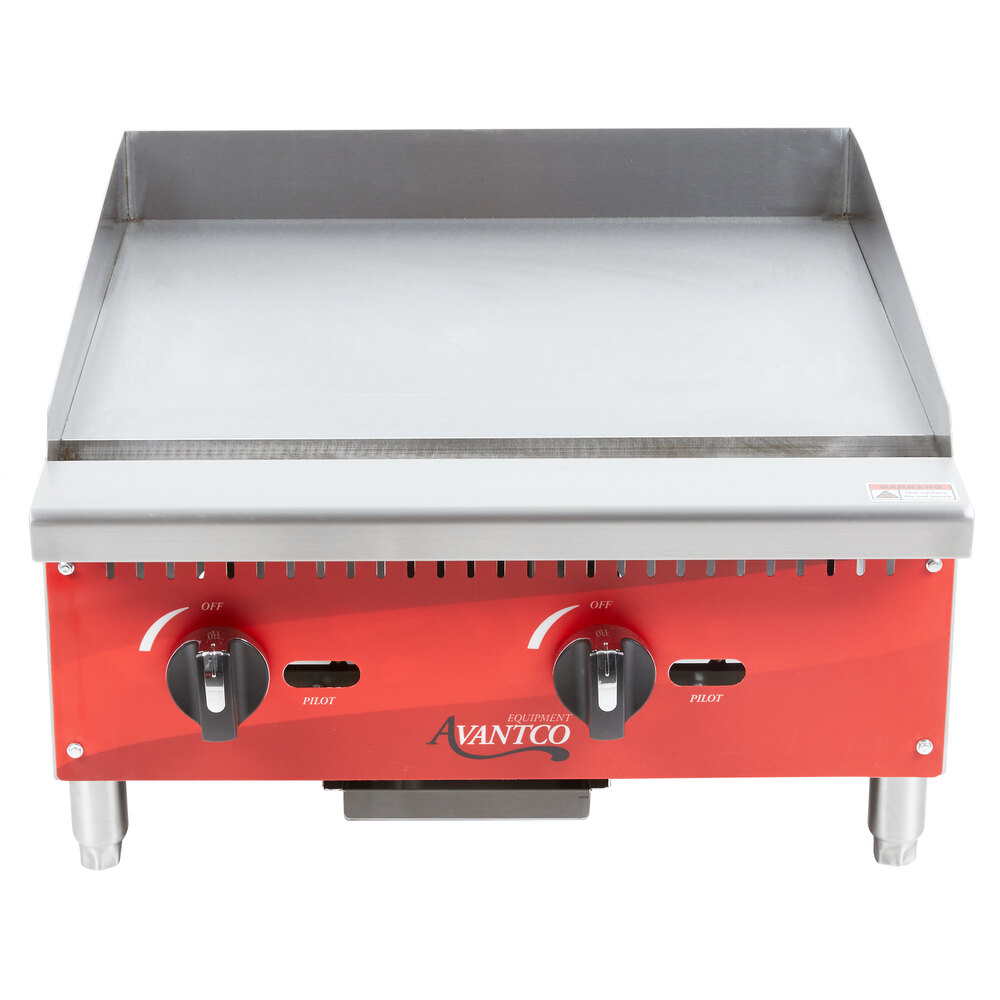 Avantco AG24MG 24" Countertop Gas Griddle with Manual Controls 60,000 BTU