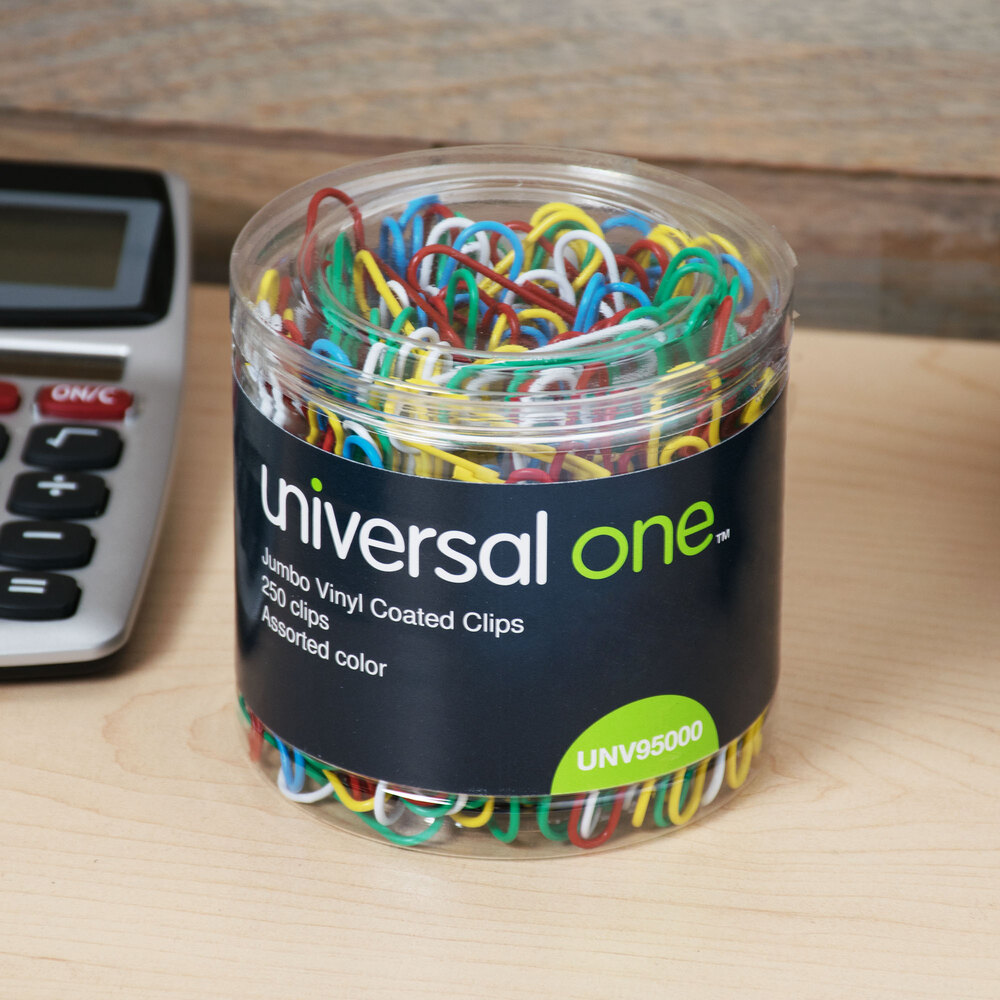 Universal UNV95000 Assorted Color Jumbo VinylCoated Paper Clip 250/Box