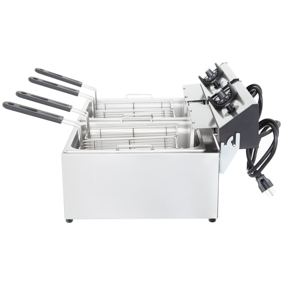 Vollrath 40708 20 lb. Commercial Countertop Deep Fryer 220V 2 x 2500W