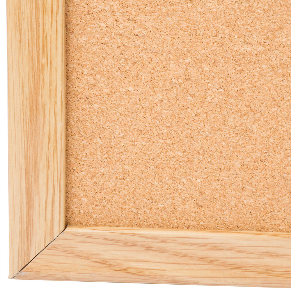 Universal UNV43603 24" x 36" Natural Cork Board with Oak Frame