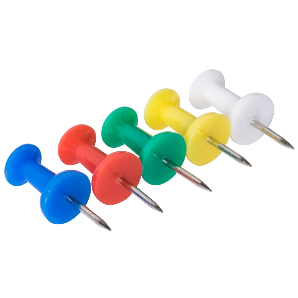 Universal Unv31314 38 Plastic Push Pin In Assorted Rainbow Colors