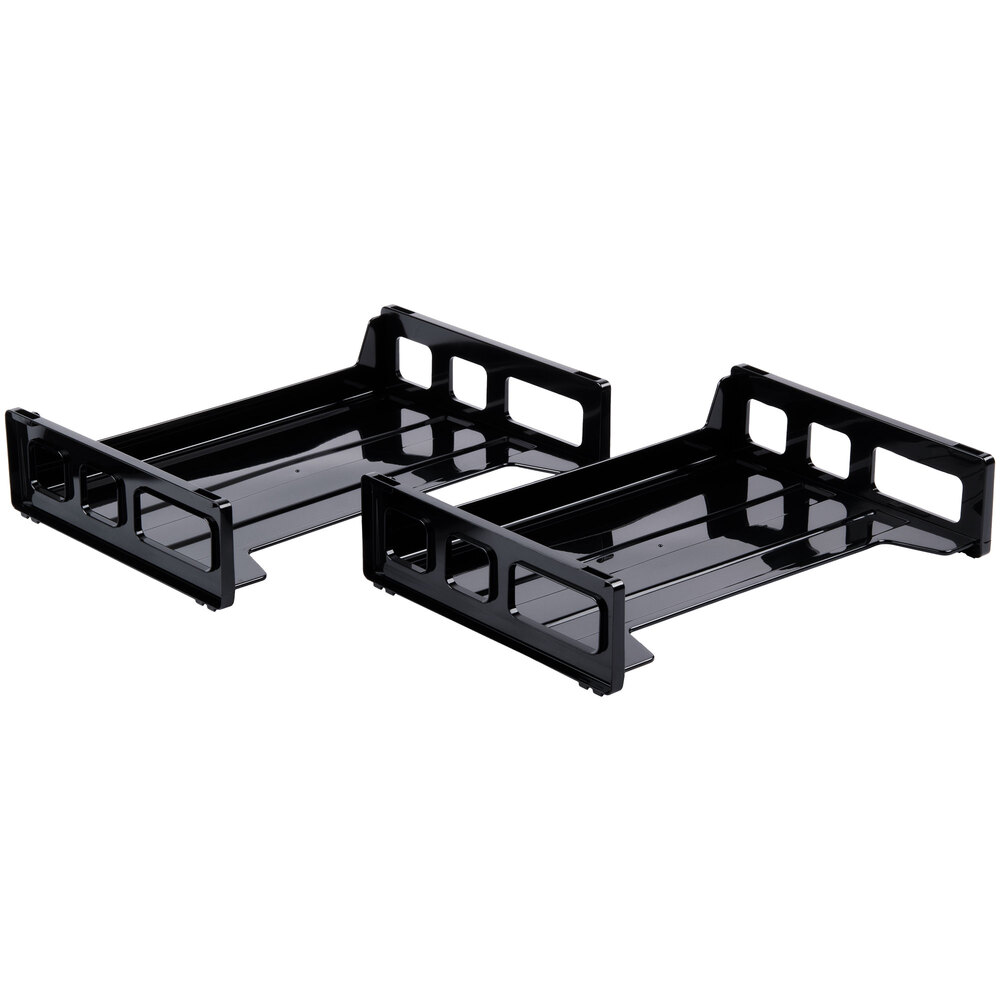 Universal UNV08100 13" x 9" x 2 3/4" Black Side Load Stackable Plastic