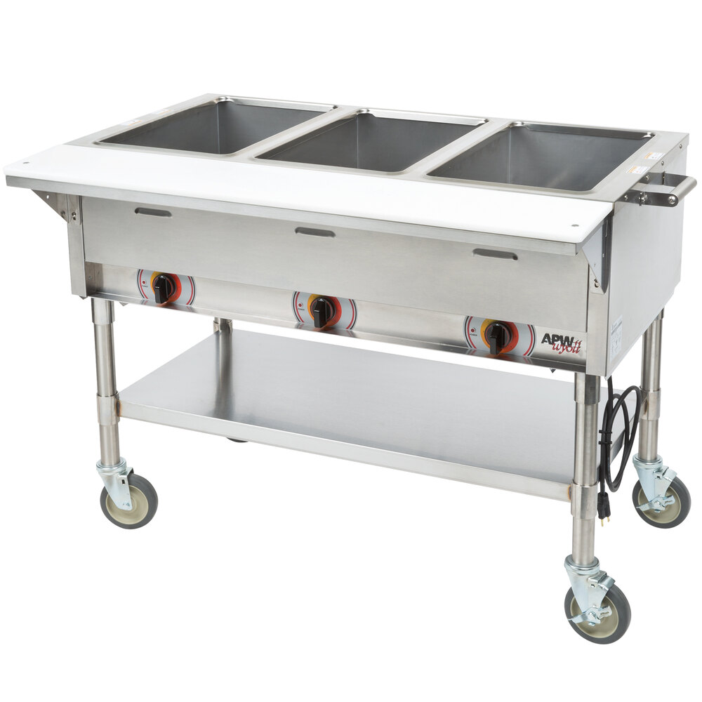 APW Wyott PSST3S Portable Steam Table Three Pan Sealed Well, 208V