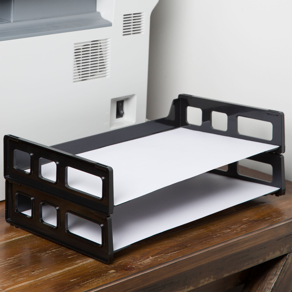 Universal UNV08101 16 1/4" x 9" x 2 3/4" Black Side Load Stackable