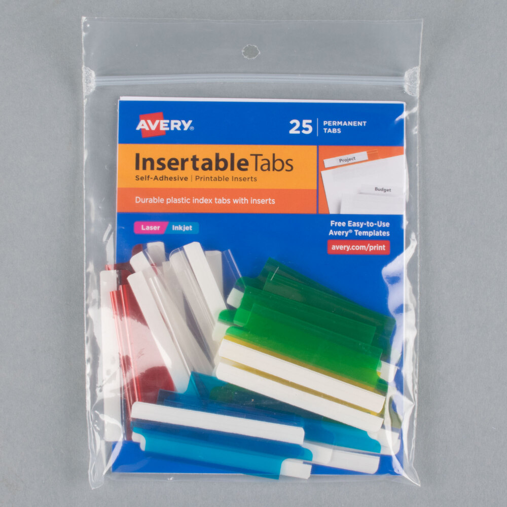 Avery 16239 2" Assorted Color Plastic Index Tabs with Printable Inserts