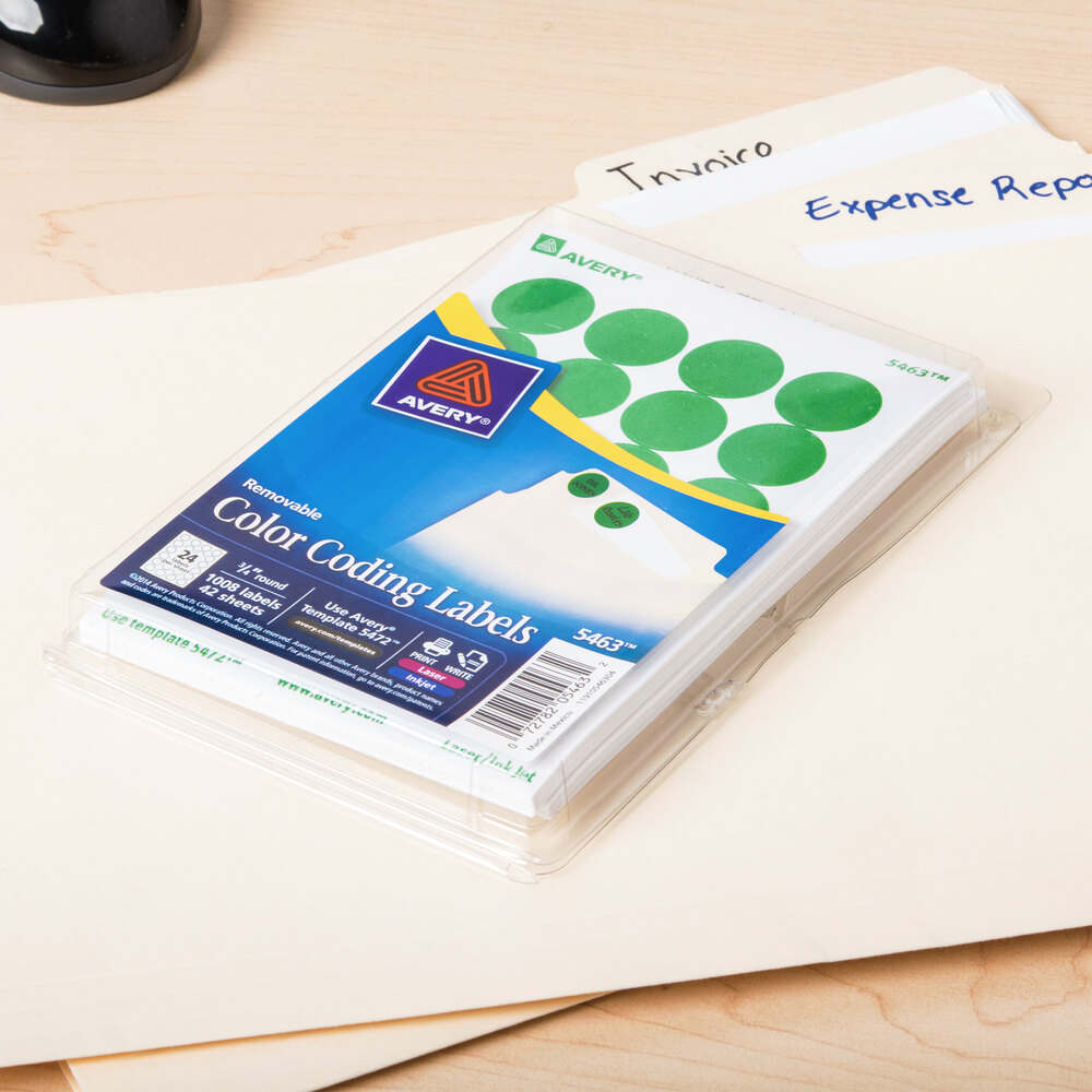 Avery 5463 3/4" Green Round Removable WriteOn / Printable Labels