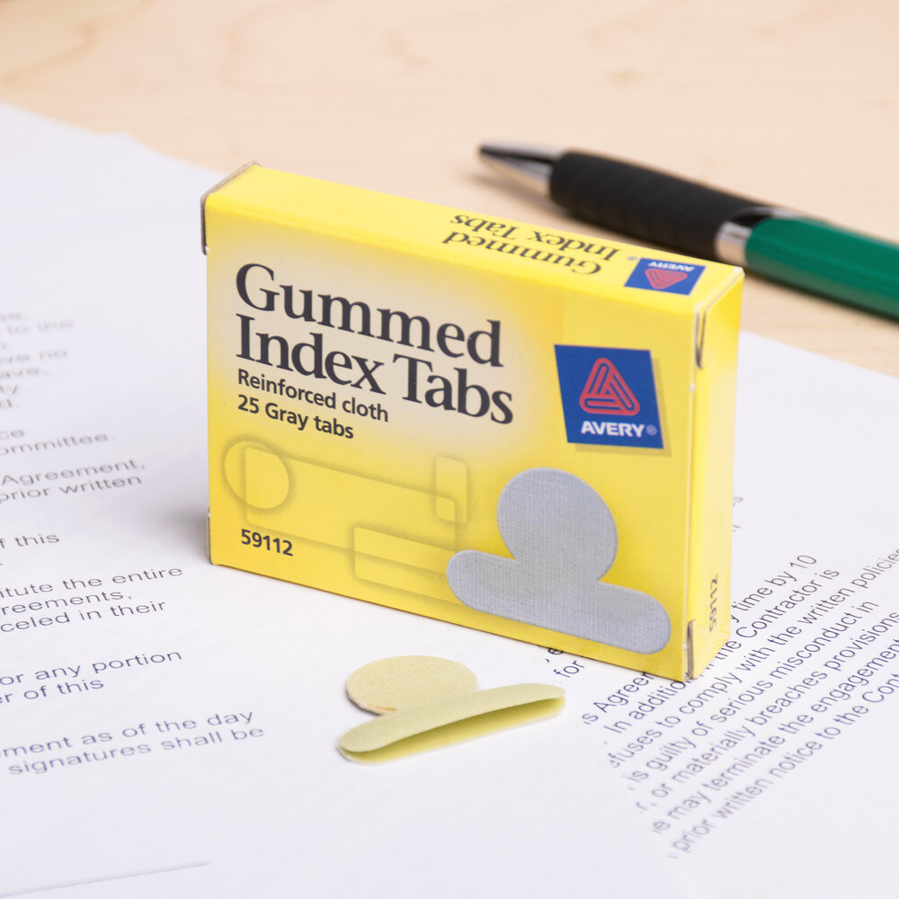 Avery 59112 1/2" Round Gray Reinforced Cloth Gummed Index Tabs 25/Pack