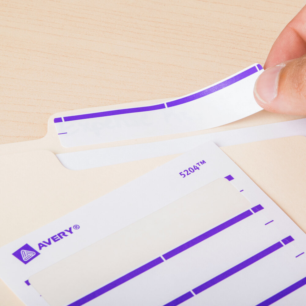 Avery 05204 11/16" x 3 7/16" White / Purple Rectangular WriteOn