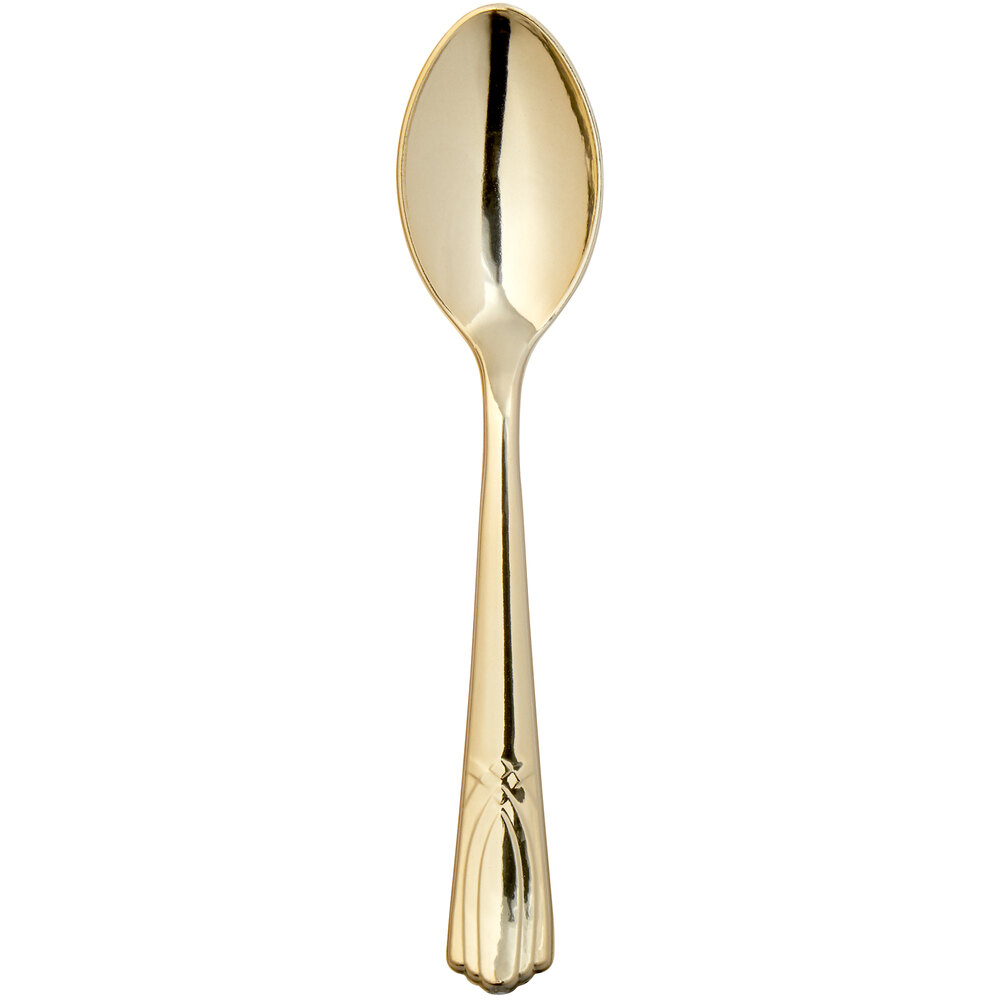 Gold Plastic Spoons Gold Visions 6 1/2" Gold Look Heavy Weight