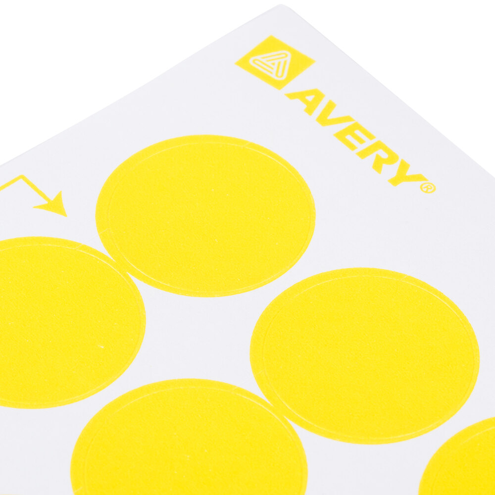 Avery 5462 34 Yellow Round Removable Write On Printable Labels 1008pack 0637