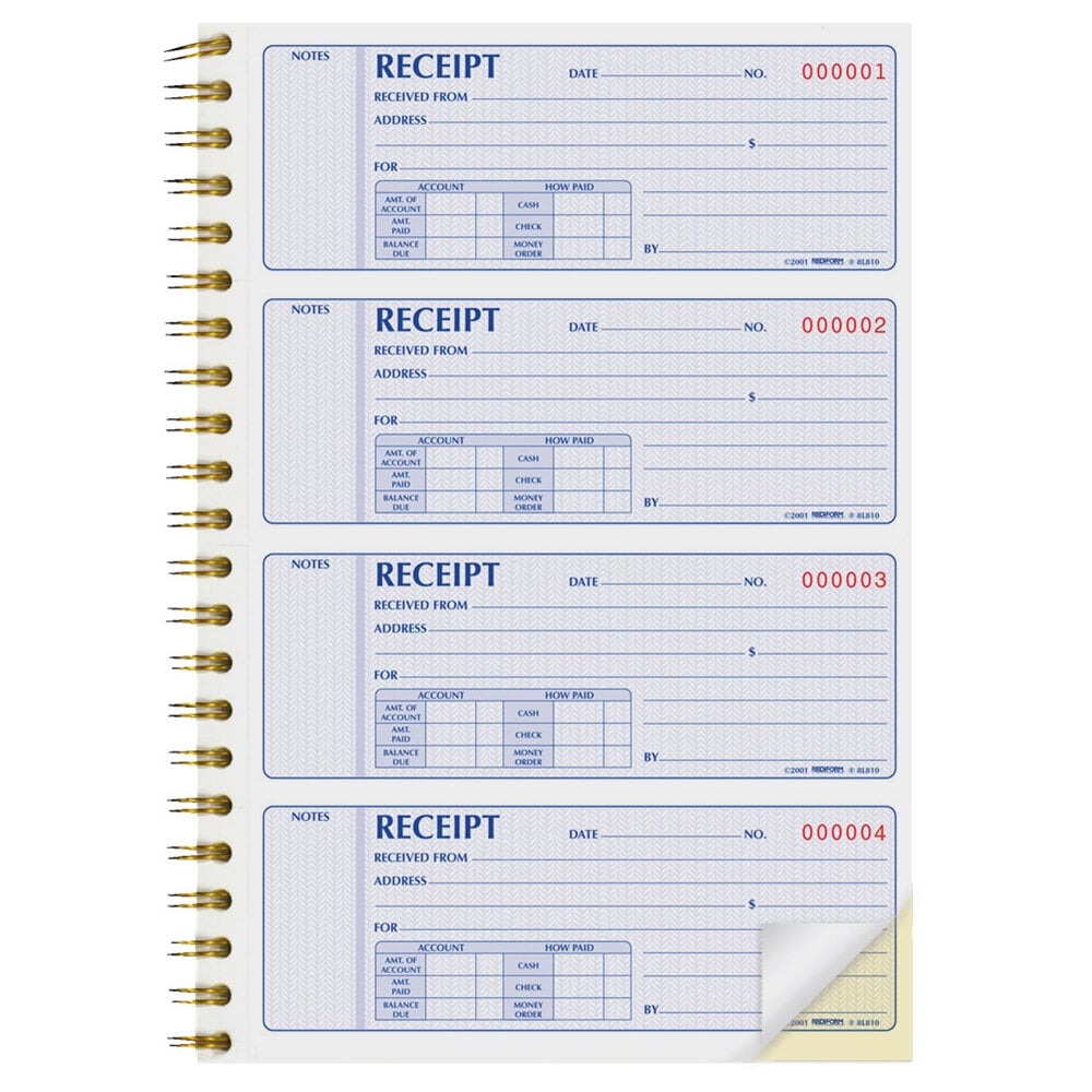 Rediform Office 8L810 2-Part Carbonless Money Receipt Book with 300 ...