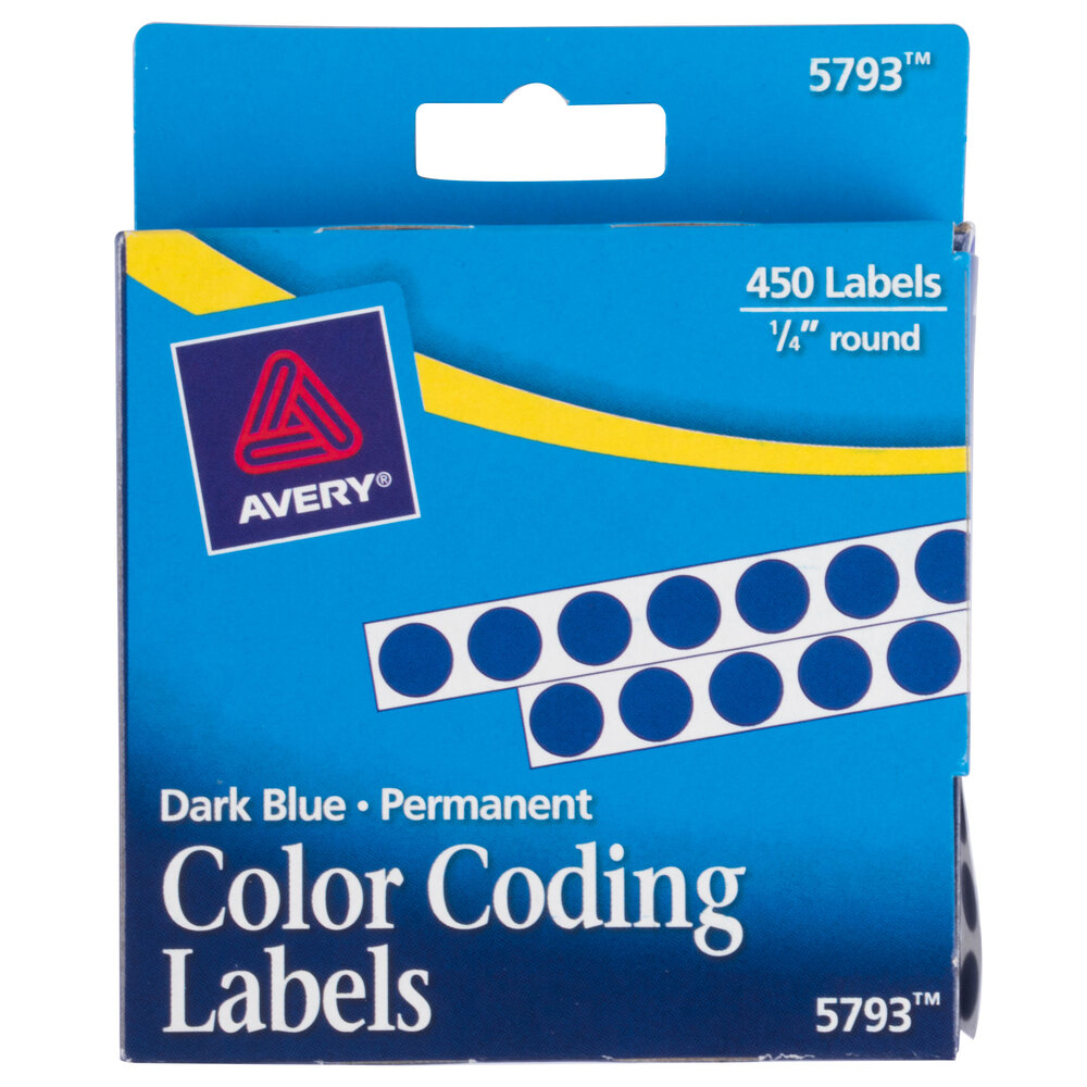 Avery 5793 14 Blue Round Permanent Write On Color Coding Labels 450