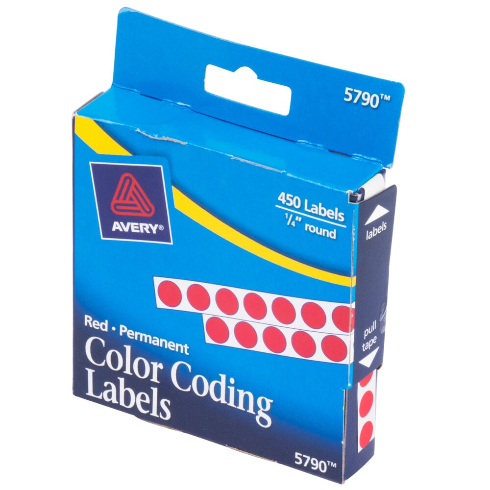 Avery 05790 14 Red Round Permanent Write On Color Coding Labels 450