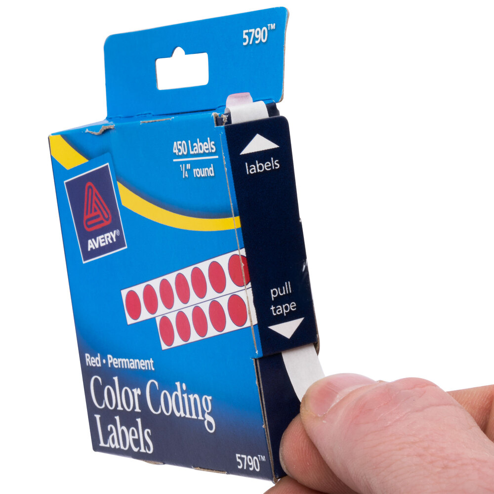 Avery 05790 1/4" Red Round Permanent WriteOn Color Coding Labels 450