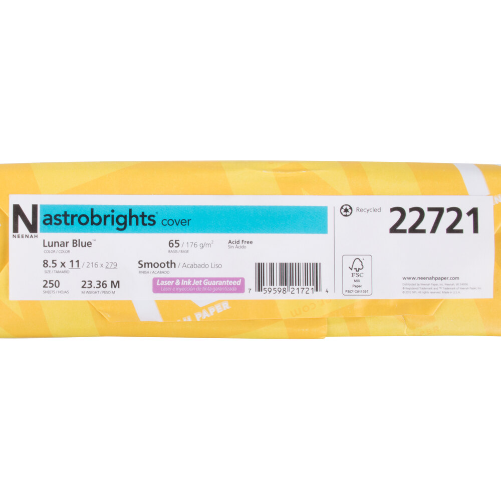 Neenah 22721 Astrobrights 8 1/2" x 11" Lunar Blue 65 Smooth Color