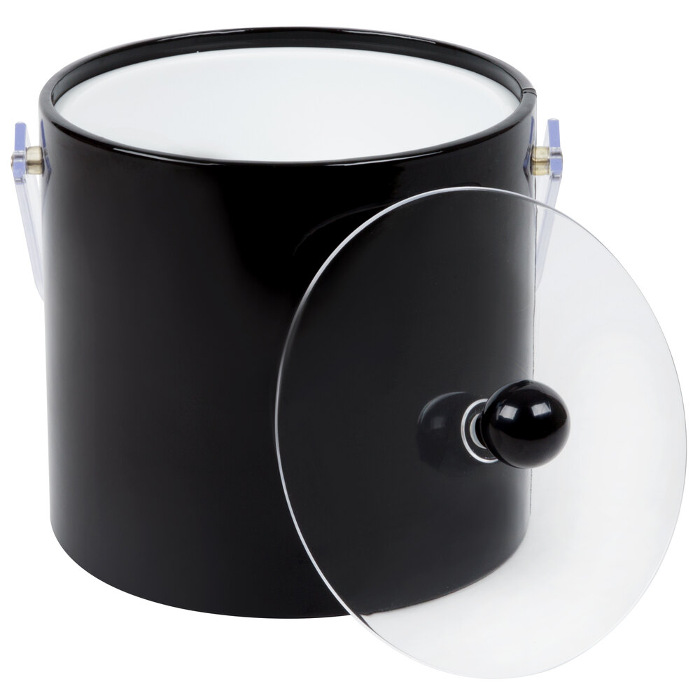 American Metalcraft IBB30 3 Qt. Black Ice Bucket with Tongs