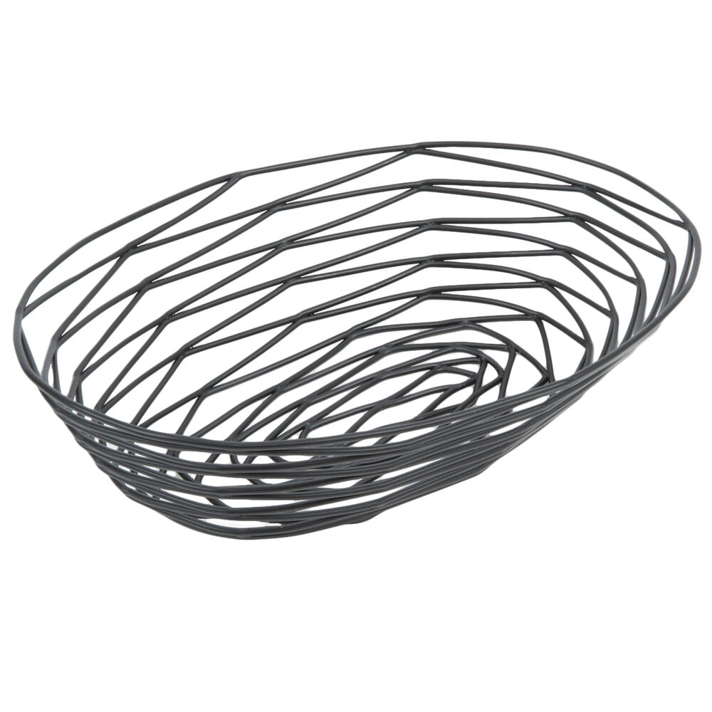 Tablecraft BK11709 Artisan Oblong Black Wire Basket 9" x 4" x 2"