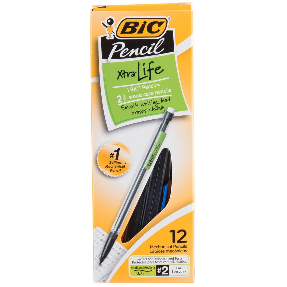 Bic MP11 Clear Barrel 0.7mm Xtra-Life HB Lead #2 Mechanical Pencil - 12 ...