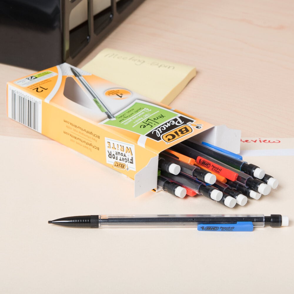 Bic MP11 Clear Barrel 0.7mm XtraLife HB Lead 2 Mechanical Pencil 12