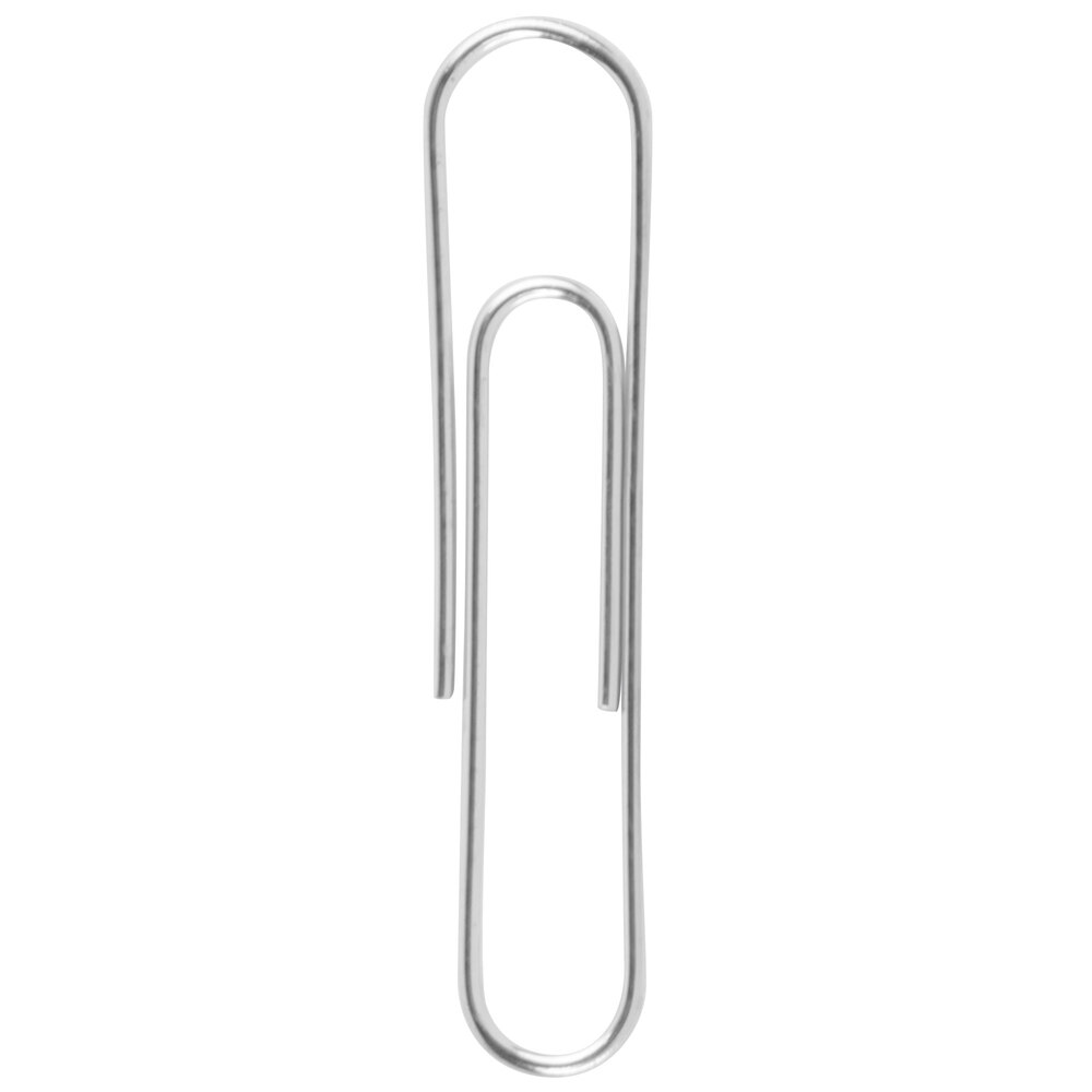 Acco 72380 Silver Smooth Finish 100 Count #1 Standard Paper Clips - 10/Box