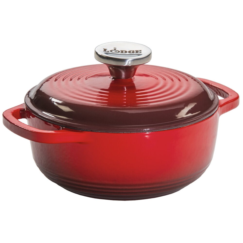 Lodge EC1D43 1.5 Qt. Island Spice Red Enameled Cast Iron Dutch Oven