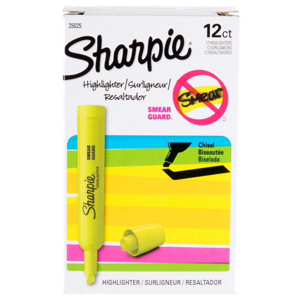 Sharpie 25025 Accent Fluorescent Yellow Chisel Tip Desk Style ...