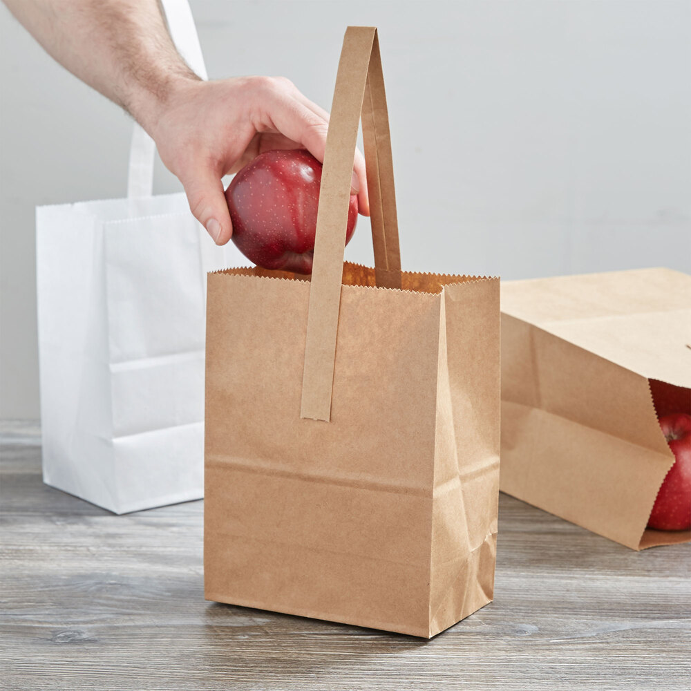 1/4 Peck "Freshman" Natural Brown Kraft Paper Produce Market Stand Bag