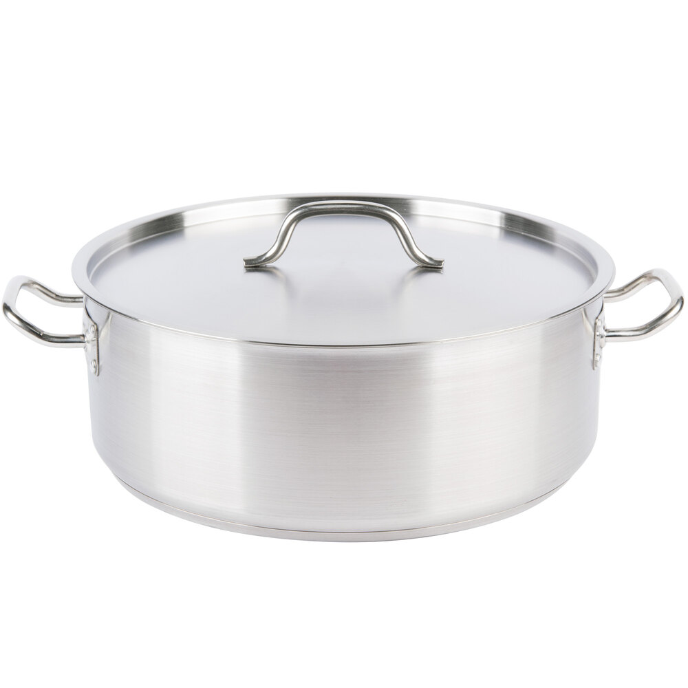 20 Qt. Stainless Steel Aluminum-Clad Heavy Weight Brazier with Cover