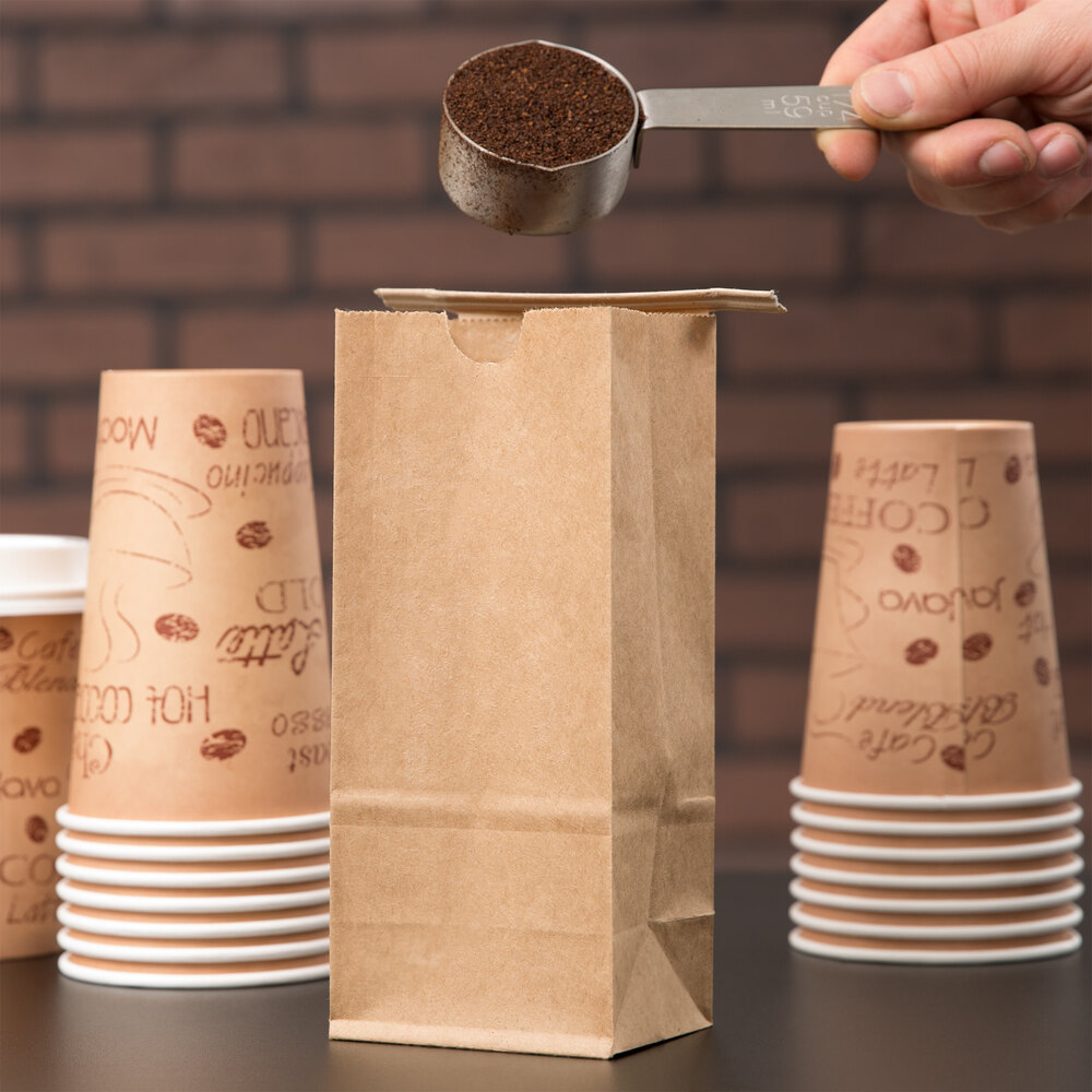 1/2 lb. Brown Kraft Customizable Paper Coffee Bag with Reclosable Tin