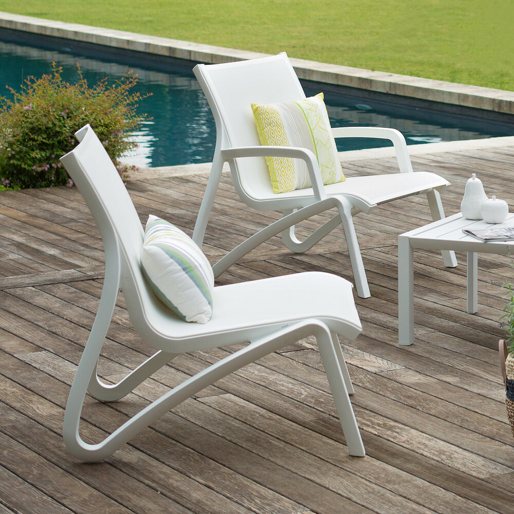 Grosfillex US001096 Sunset White / Glacier White Resin Outdoor Sling