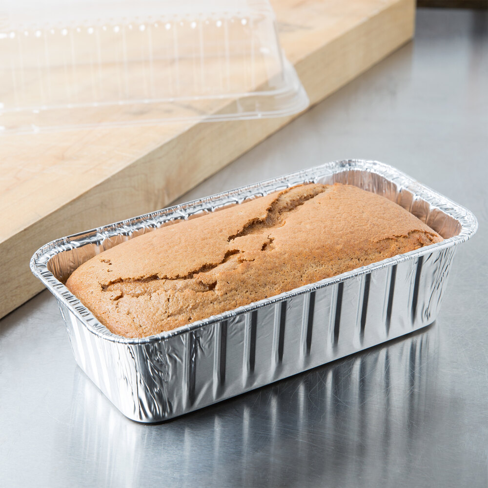 Durable Packaging 2 lb. Foil Bread Loaf Pan with Clear Dome Lid 25/Case