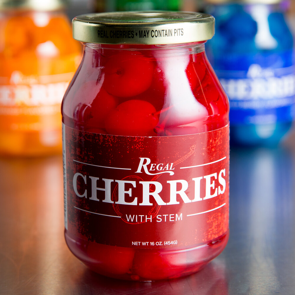 Regal 16 oz. Red Maraschino Cherries with Stems