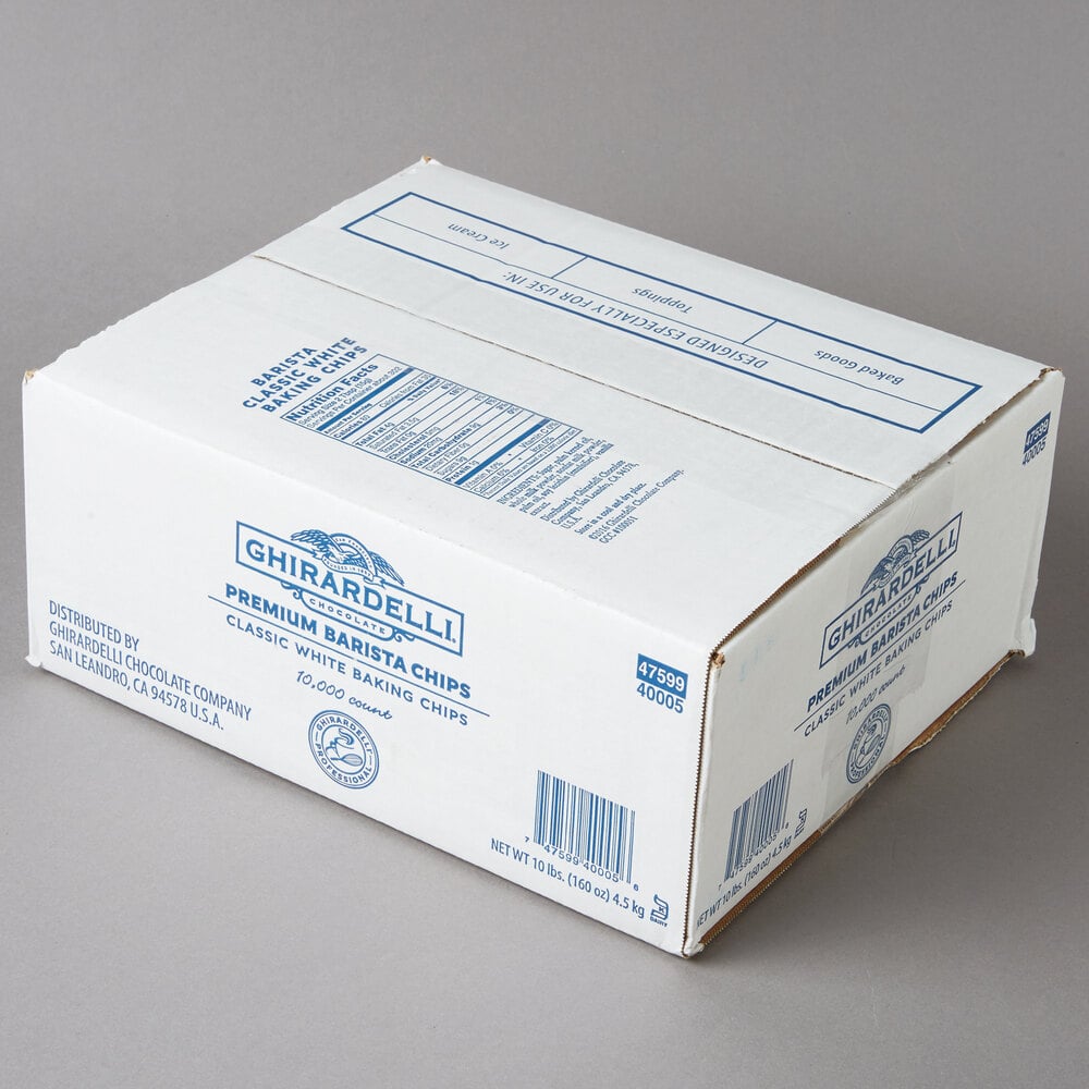 Ghirardelli 10 lb. Barista White Chocolate 10M Baking Chips