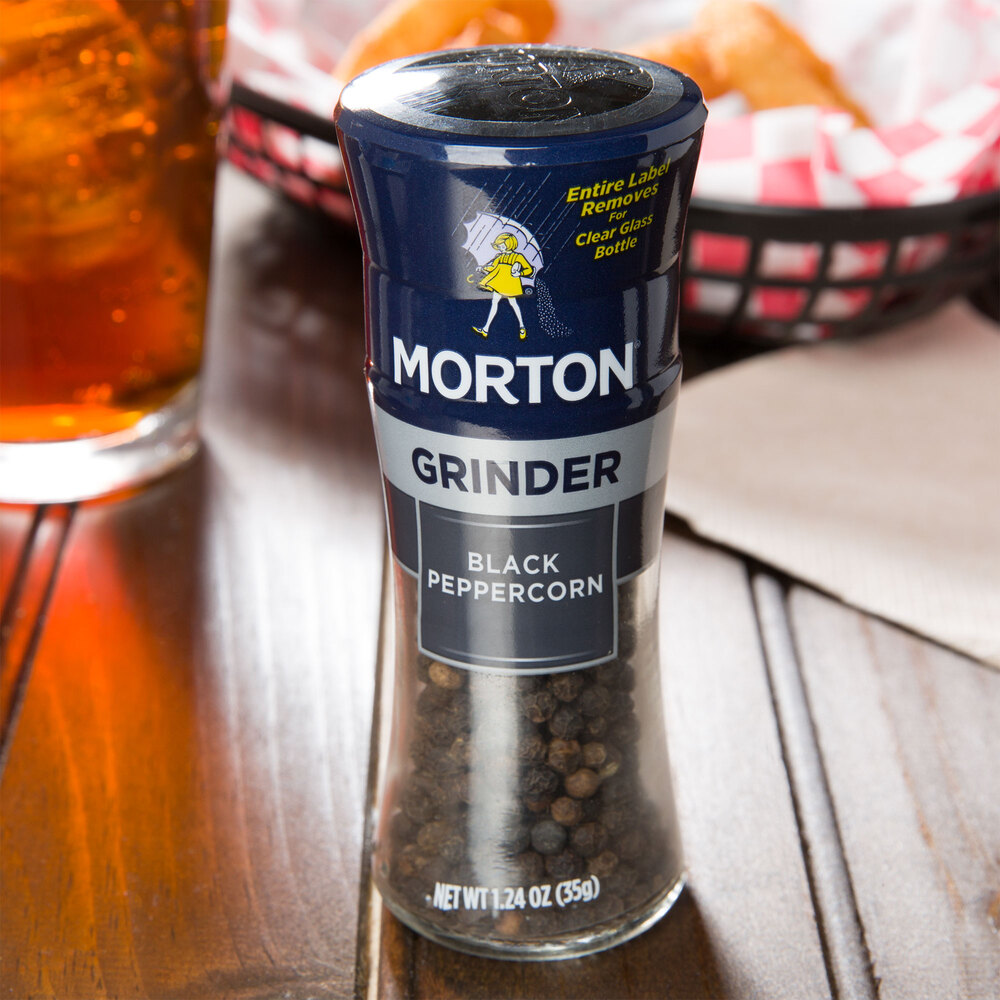 Morton 1.24 oz. Black Peppercorn Glass Mill 6/Case