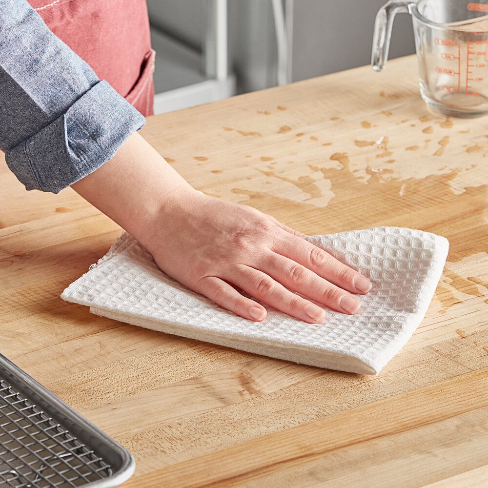 Choice 19" x 19" Natural / Dye-Free Cotton Waffle-Weave Kitchen Towel - 12/Pack
