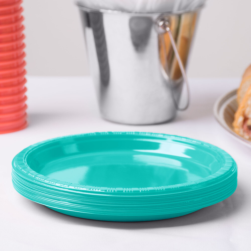 Creative Converting 324793 7" Teal Lagoon Plastic Plate 20/Pack