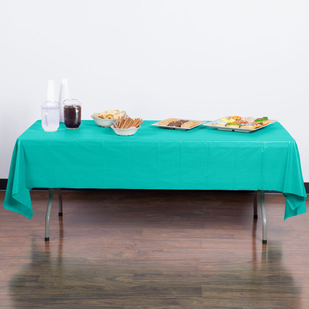 Creative Converting 324789 54" x 108" Teal Lagoon Plastic Table Cover