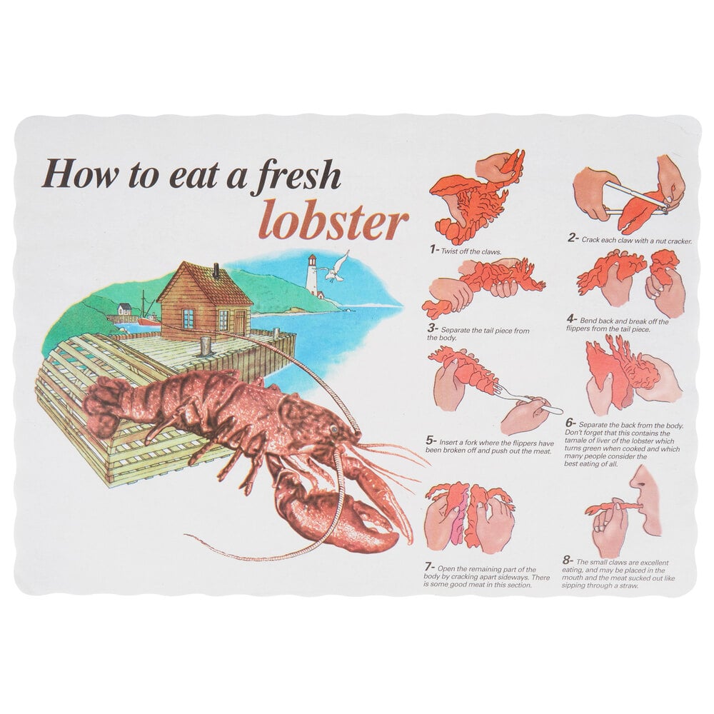 10" x 14" How to Eat a Lobster Paper Placemat with Scalloped Edge