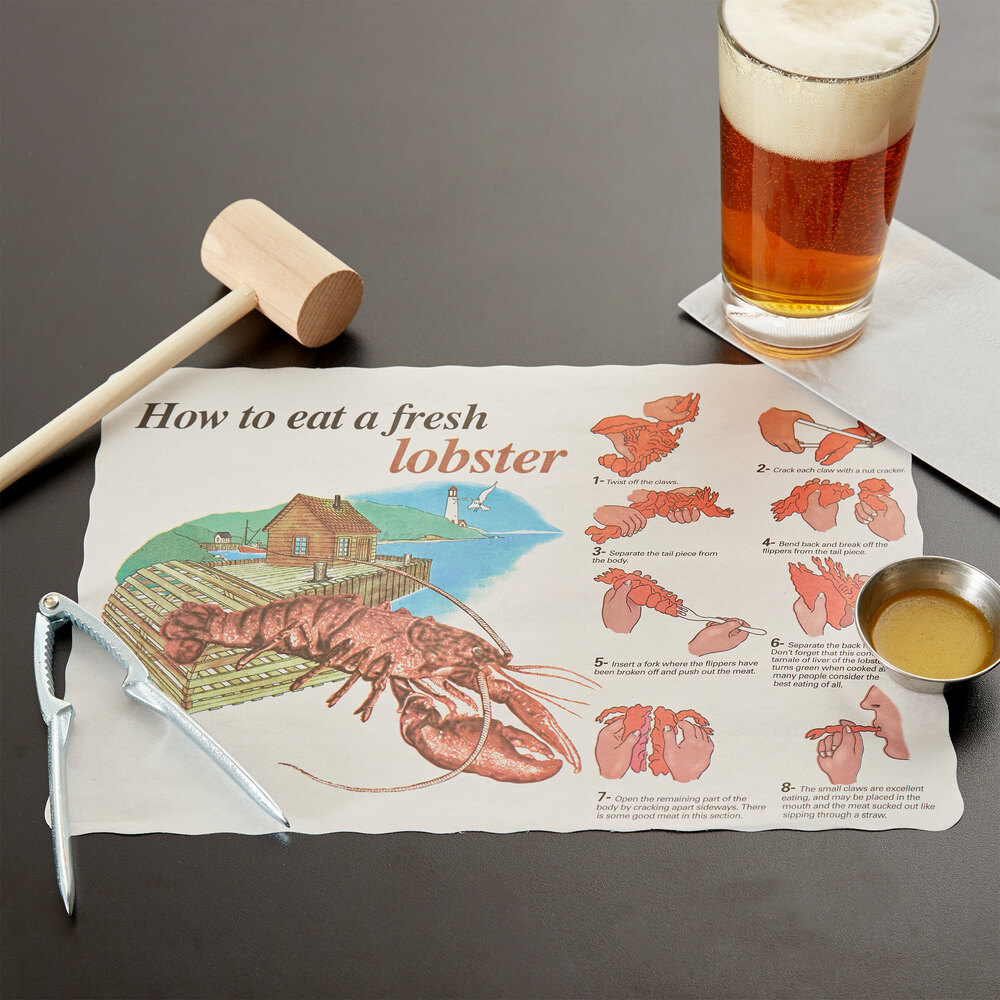 10" x 14" How to Eat a Lobster Paper Placemat with Scalloped Edge